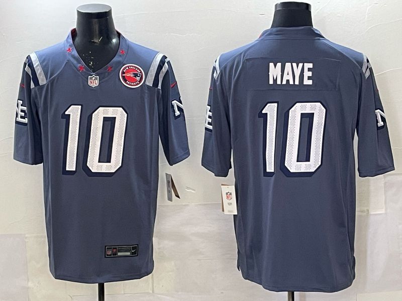 Men 2025 New England Patriots #10 Maye blue 5th generation Throwback Nike Limited NFL Jersey style 002